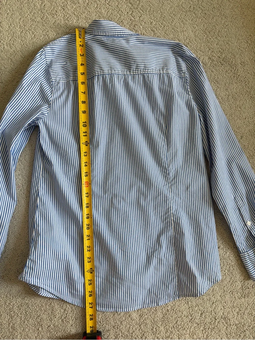 J. Crew Blue and White Narrow Stripe Button-Down Shirt size S